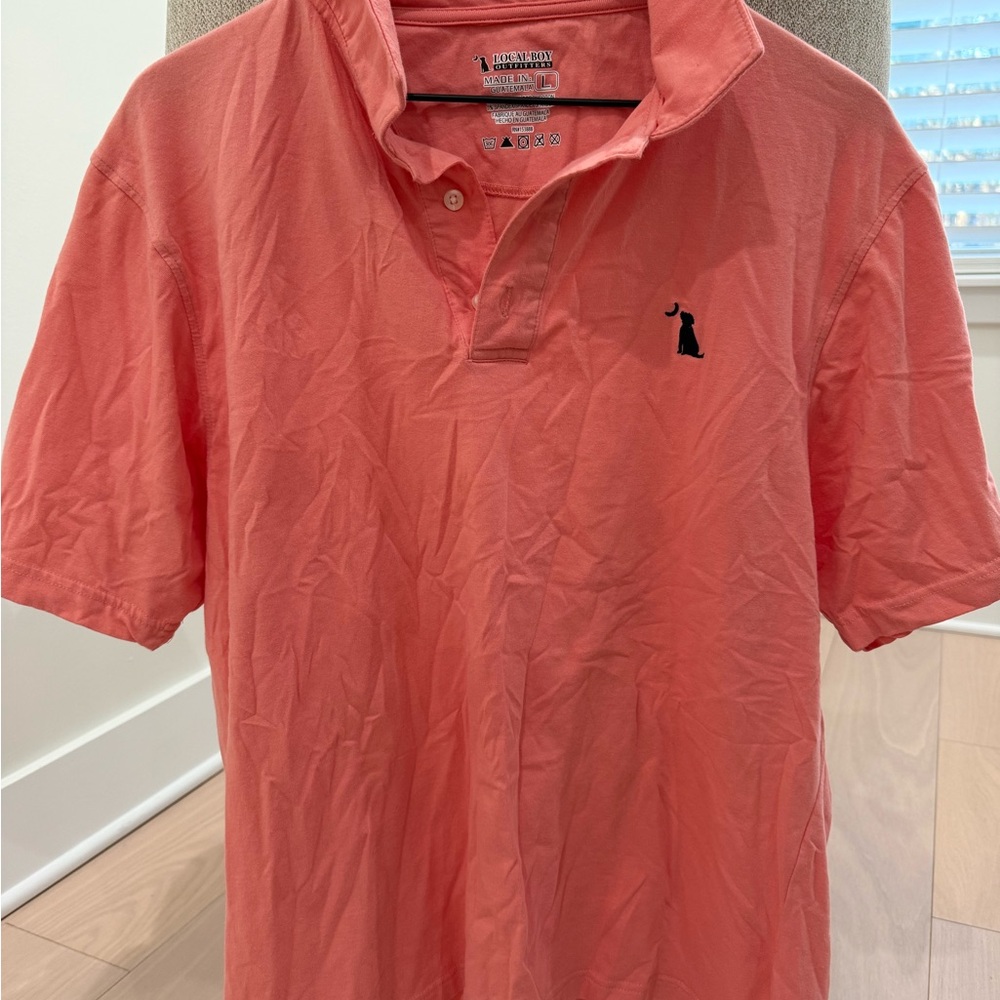 Local Boy Outfitters Salmon Pink Polo Shirt | Men’s Large | Short Sleeve